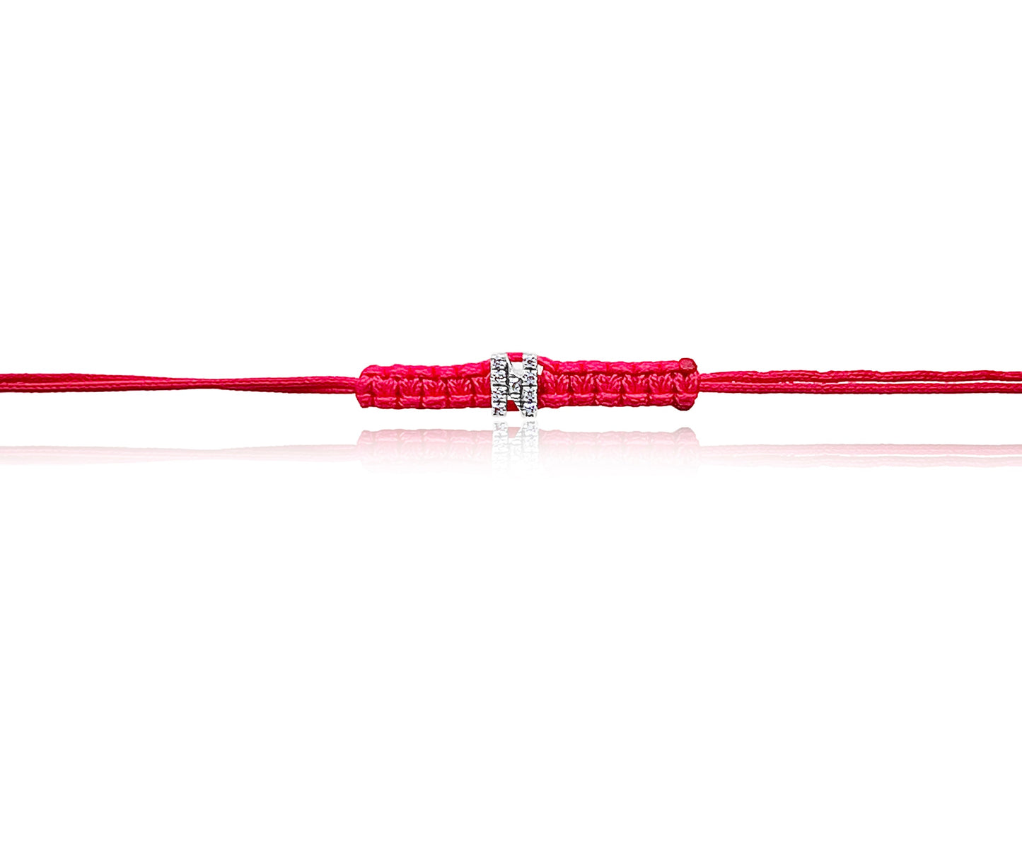 Diamond Initial Fuschia Cord Bracelet