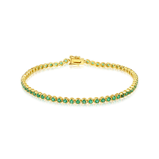 Yellow Gold Emerald Tennis Bracelet