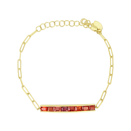 Yellow Gold Orange Sapphire Bracelet