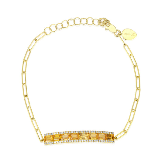 Yellow Gold Yellow Sapphire Paper Clip Diamond Bracelet
