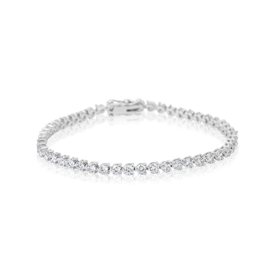 White Gold 3 Prong Tennis Bracelet
