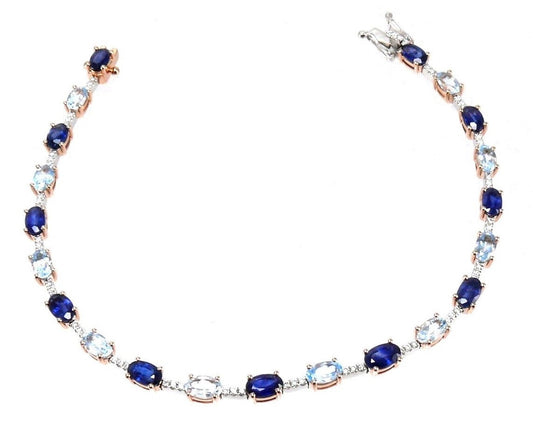 Blue Sapphire and Blue Topaz Tennis Bracelet
