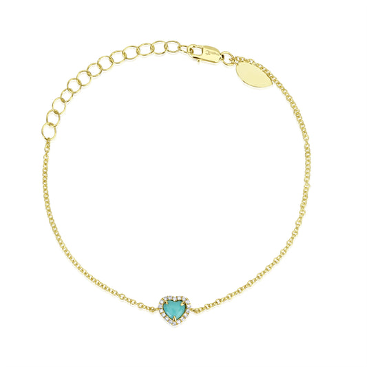 Turquoise Heart and Diamond Bracelet