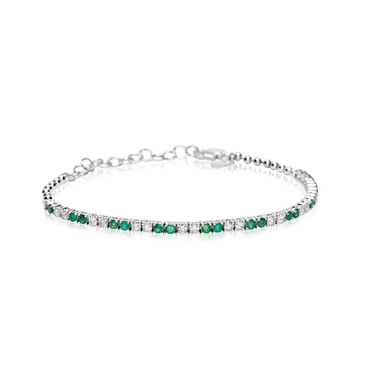 Emerald and Diamond Tennis Bracelet