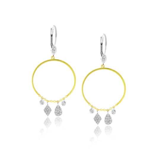 Yellow Gold Hoops with Diamond Charms