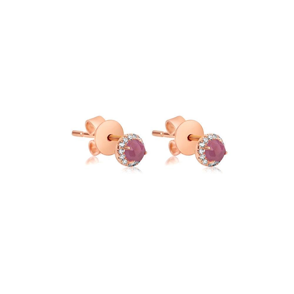Rose Gold Pink Sapphire Stud