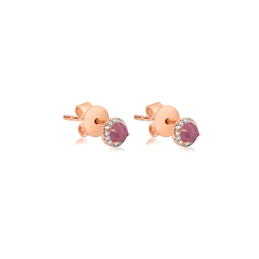 Rose Gold Pink Sapphire Stud