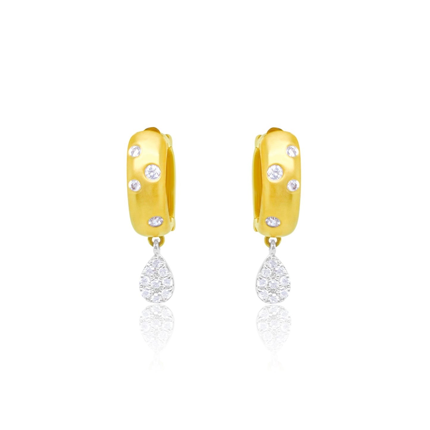 Chunky Yellow Gold Diamond Hoops