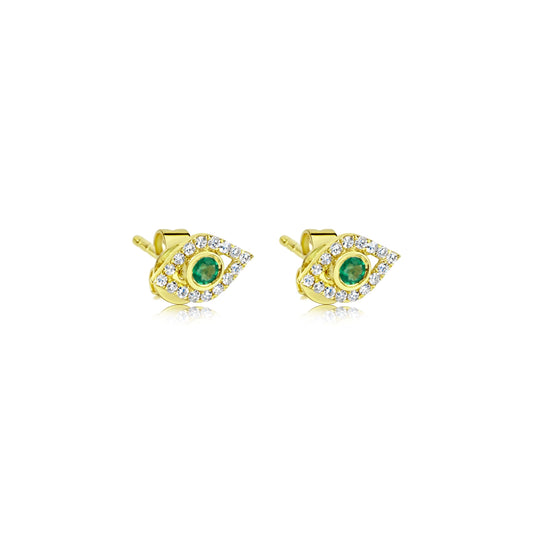 Emerald Evil Eye Studs