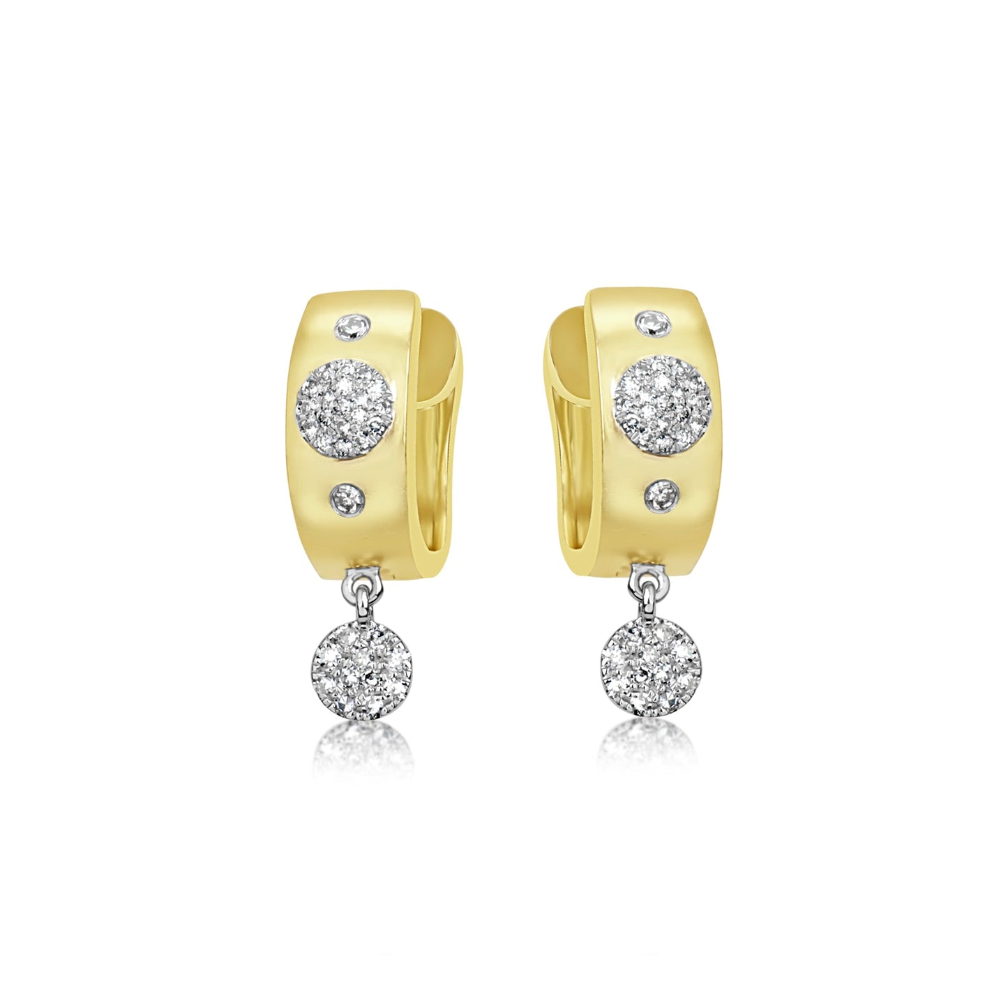 Brushed Gold Diamond Disk Huggies
