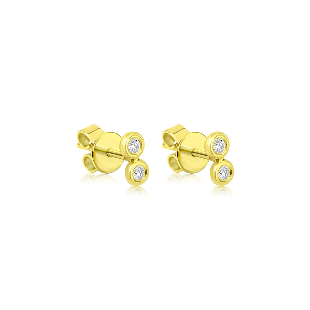 Bezel Set Diamond Duo Studs