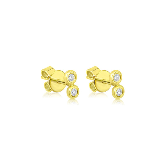 Bezel Set Diamond Duo Studs