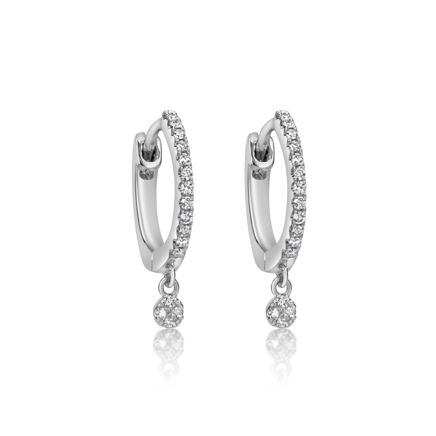 White Gold Dainty Diamond Huggies