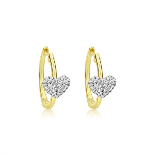 Diamond Heart Hoops