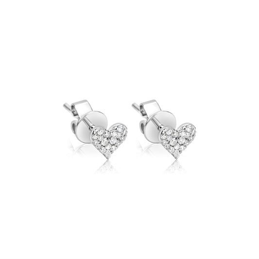 White Gold Diamond Heart Studs