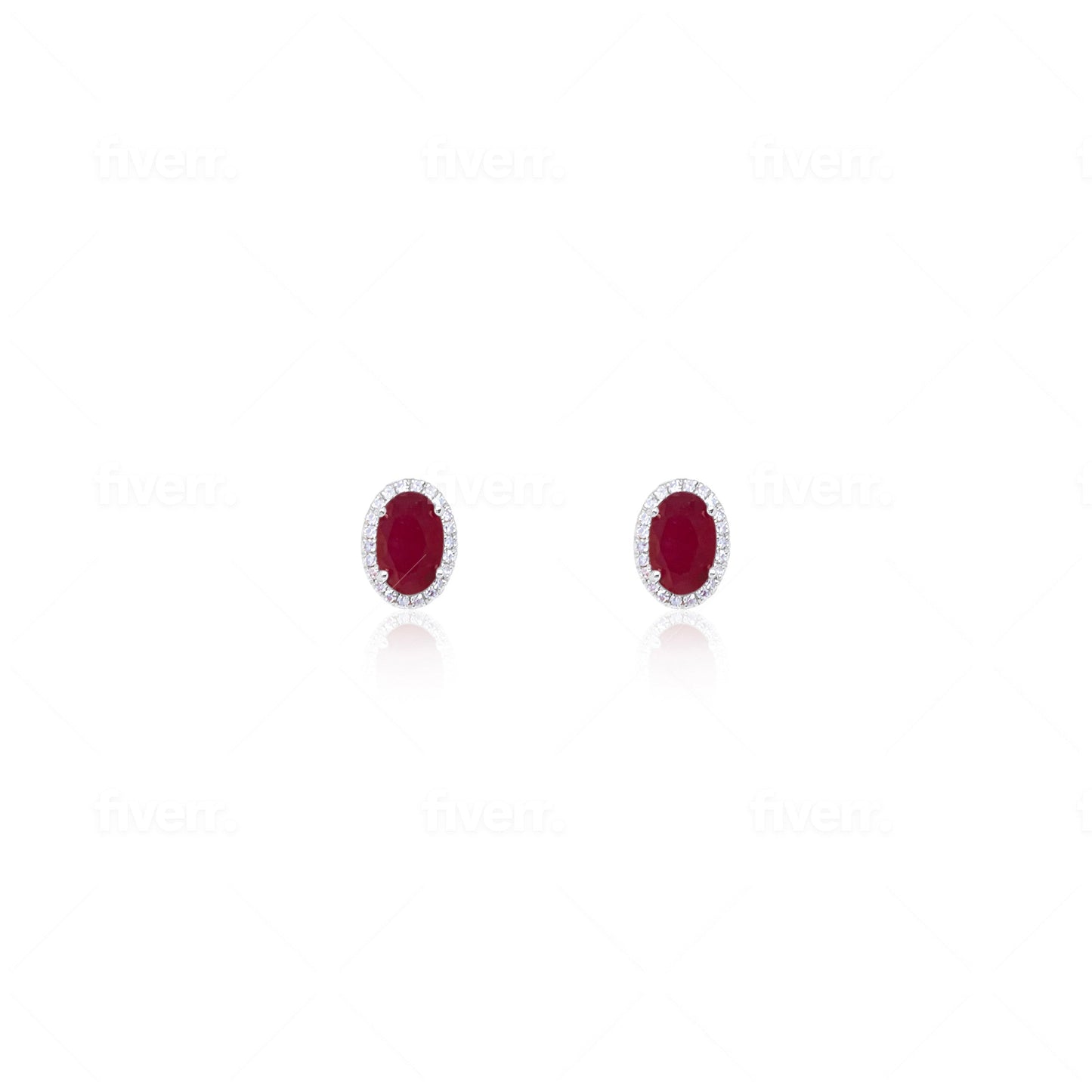 Ruby and Diamond Halo Studs