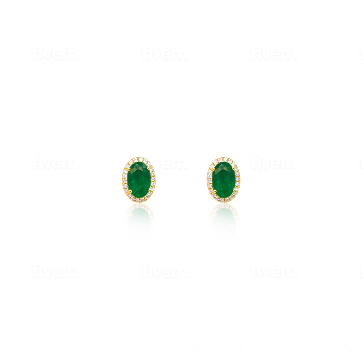 Emerald and Diamond Halo Studs
