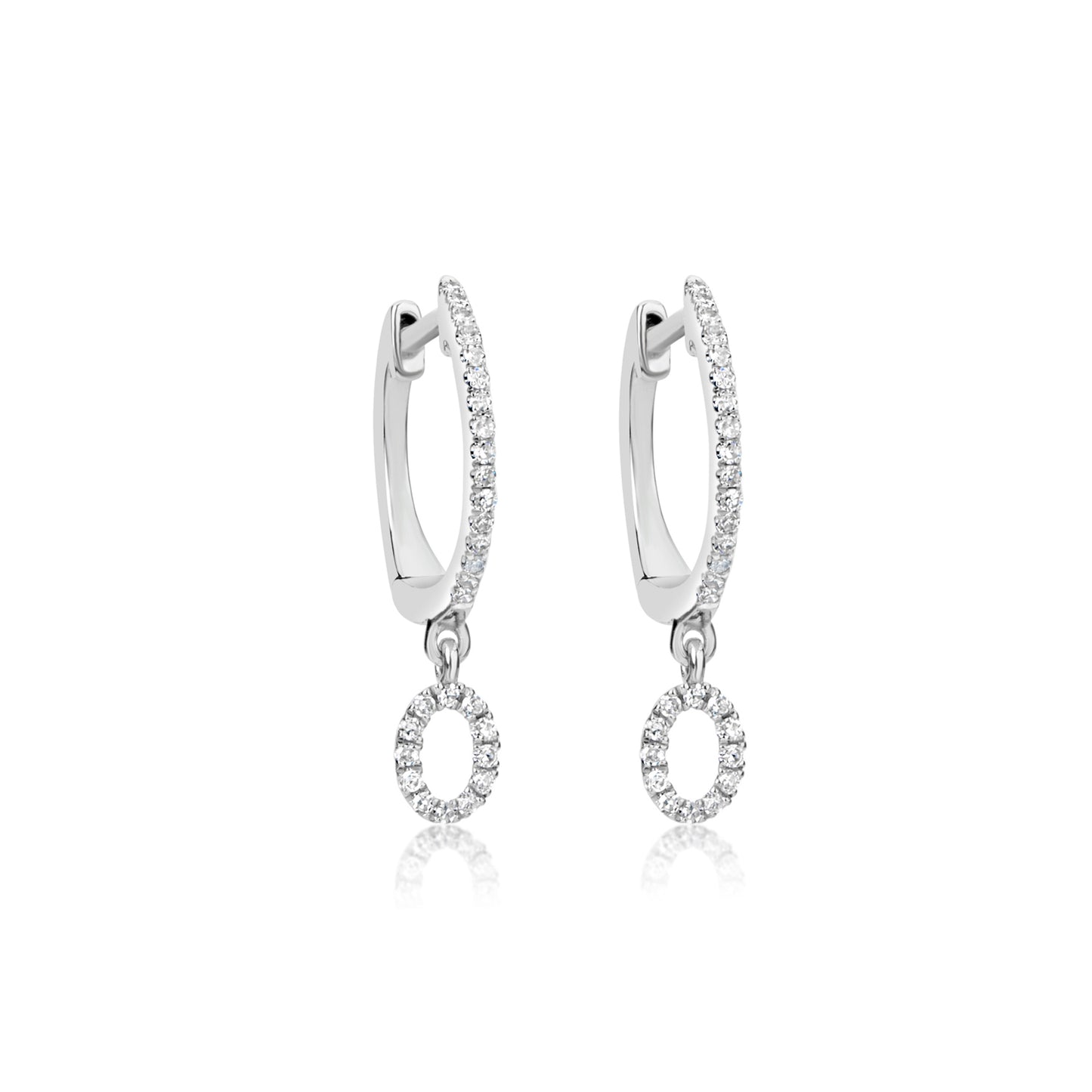 White Gold Open Oval Diamond Earrings