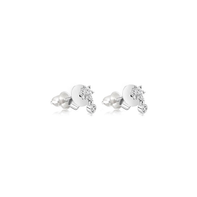 White Gold Diamond Star Drop Studs