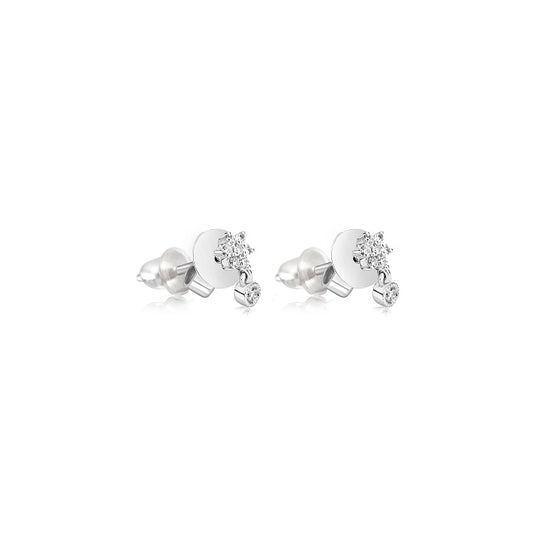 White Gold Diamond Star Drop Studs