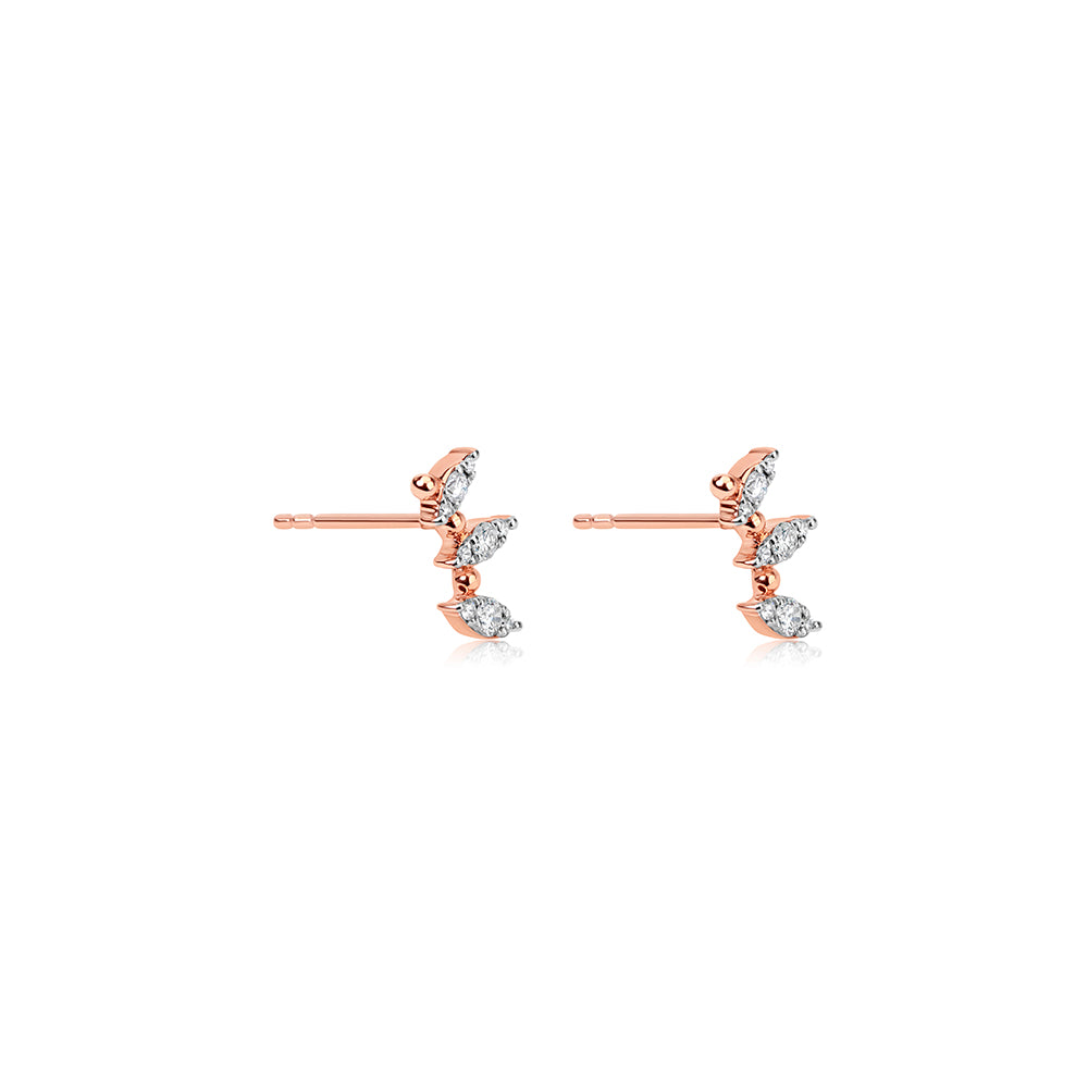 Rose Gold Triple Marquise Stud