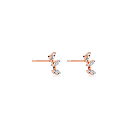 Rose Gold Triple Marquise Stud