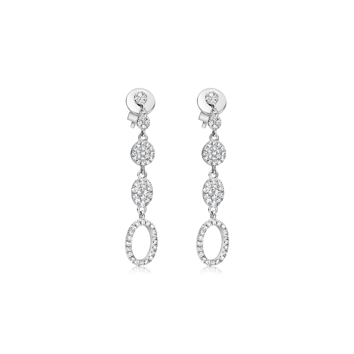 White Gold Diamond and Oval Drop Earrings