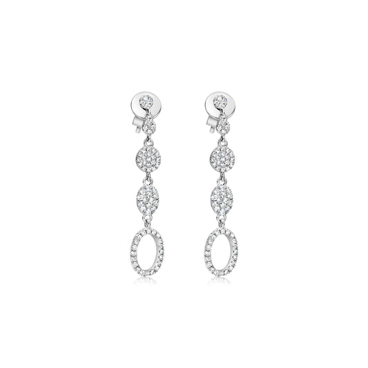 White Gold Diamond and Oval Drop Earrings