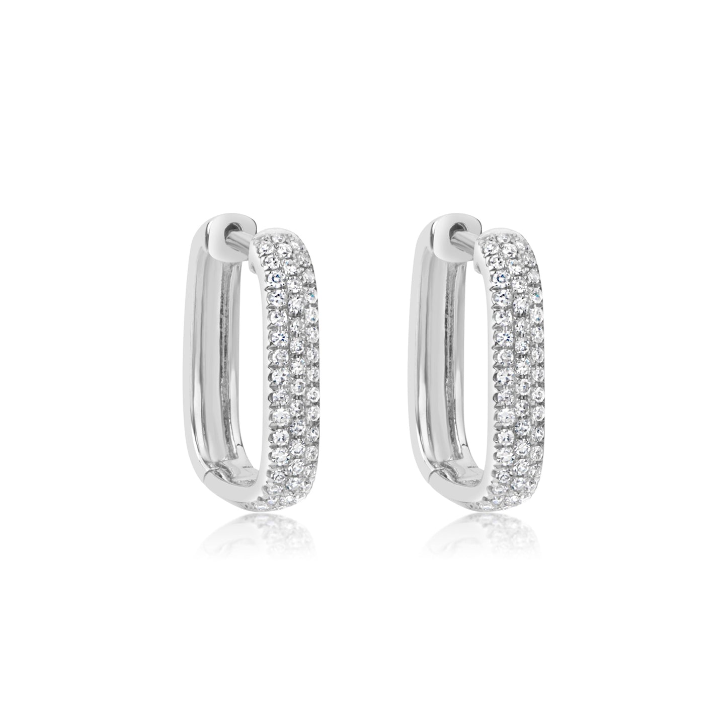 White Gold Diamond Square Huggies