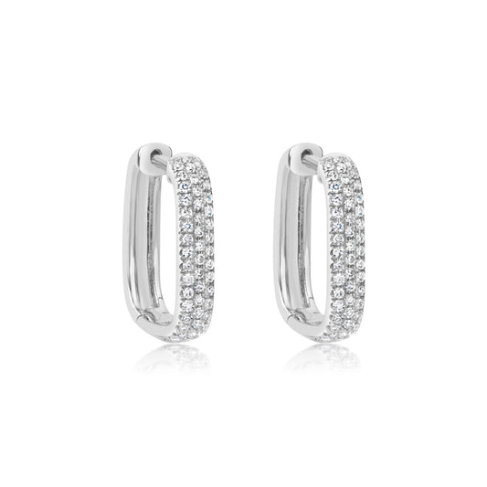 White Gold Diamond Square Huggies