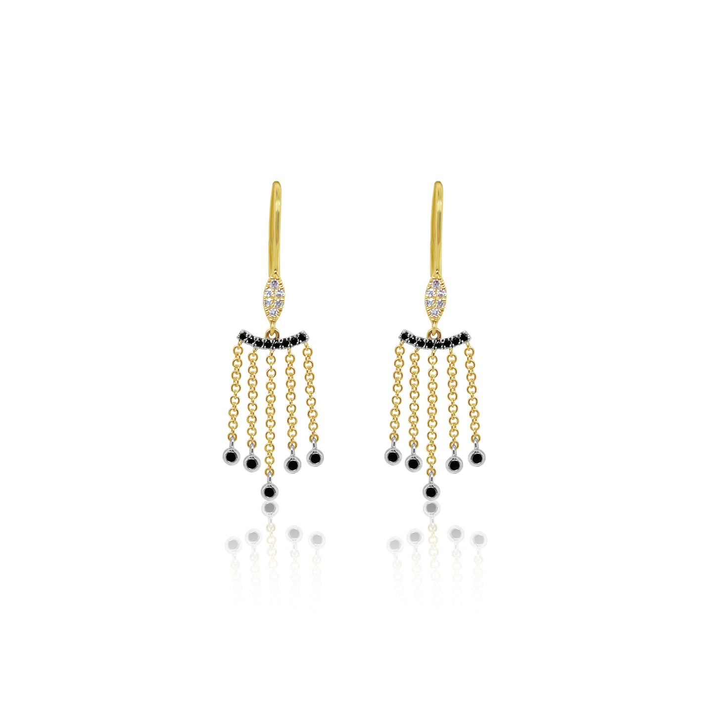 Black Diamond Bezel Fringe Earrings