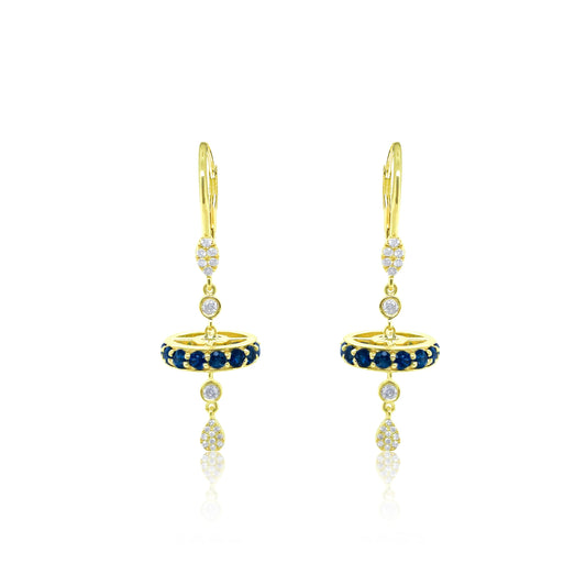 Blue Sapphire Wheel Earrings