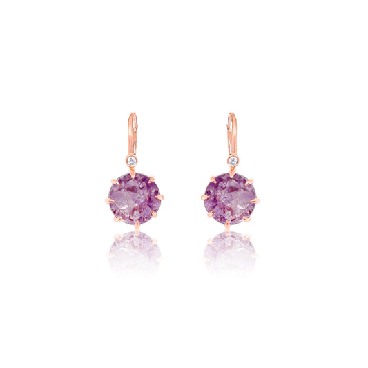 Yellow Gold Amethyst Earrings