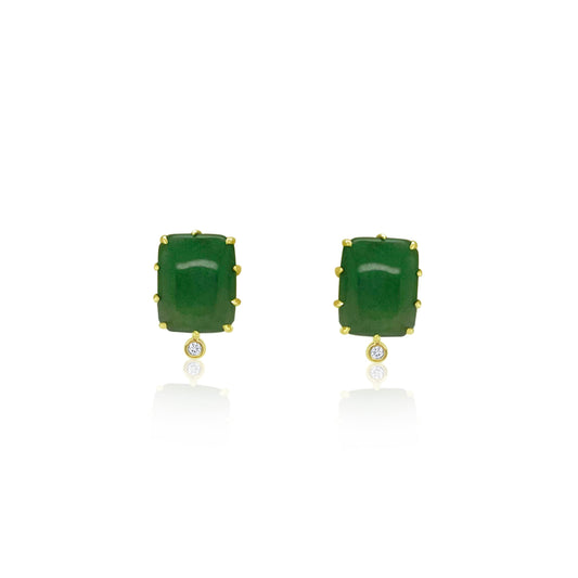 Yellow Gold Jade Studs