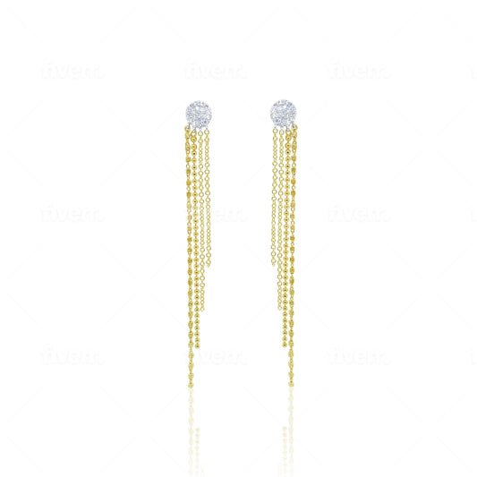 Two Tone Diamond and Fringe Earrings