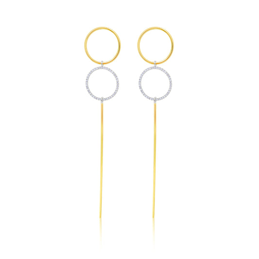 Yellow Gold Circle Stick Earrings