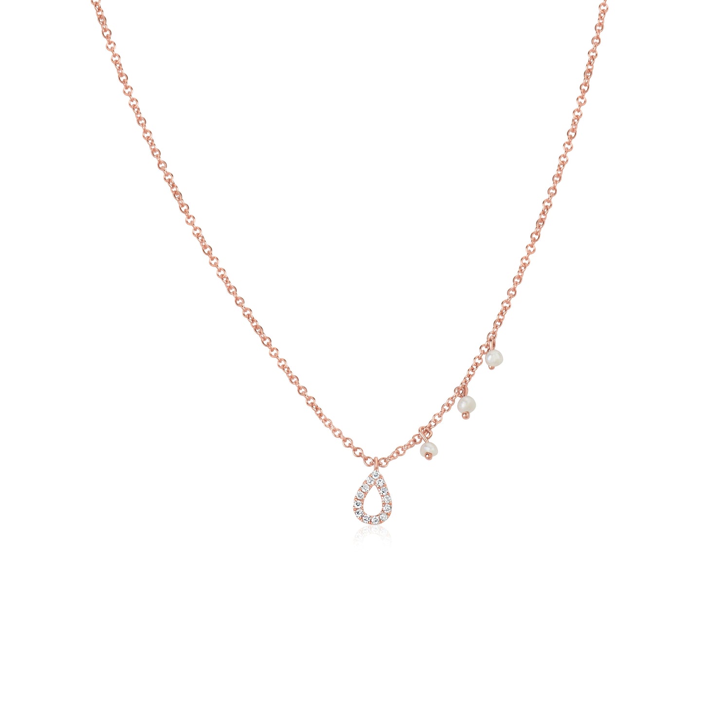 Rose Gold Tear Drop Diamond Necklace