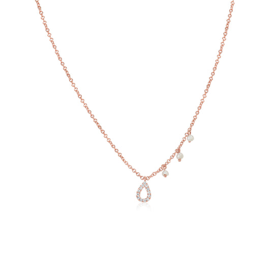 Rose Gold Tear Drop Diamond Necklace
