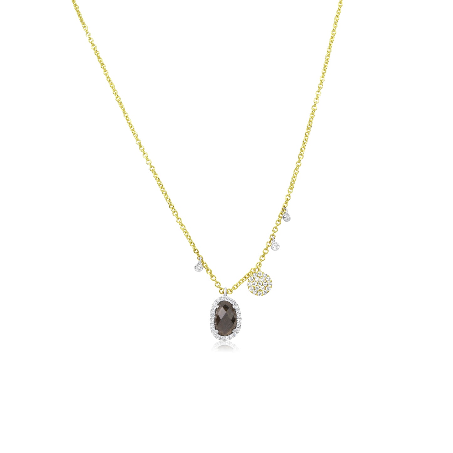 Yellow Gold Labradorite and Diamond Charms Necklace