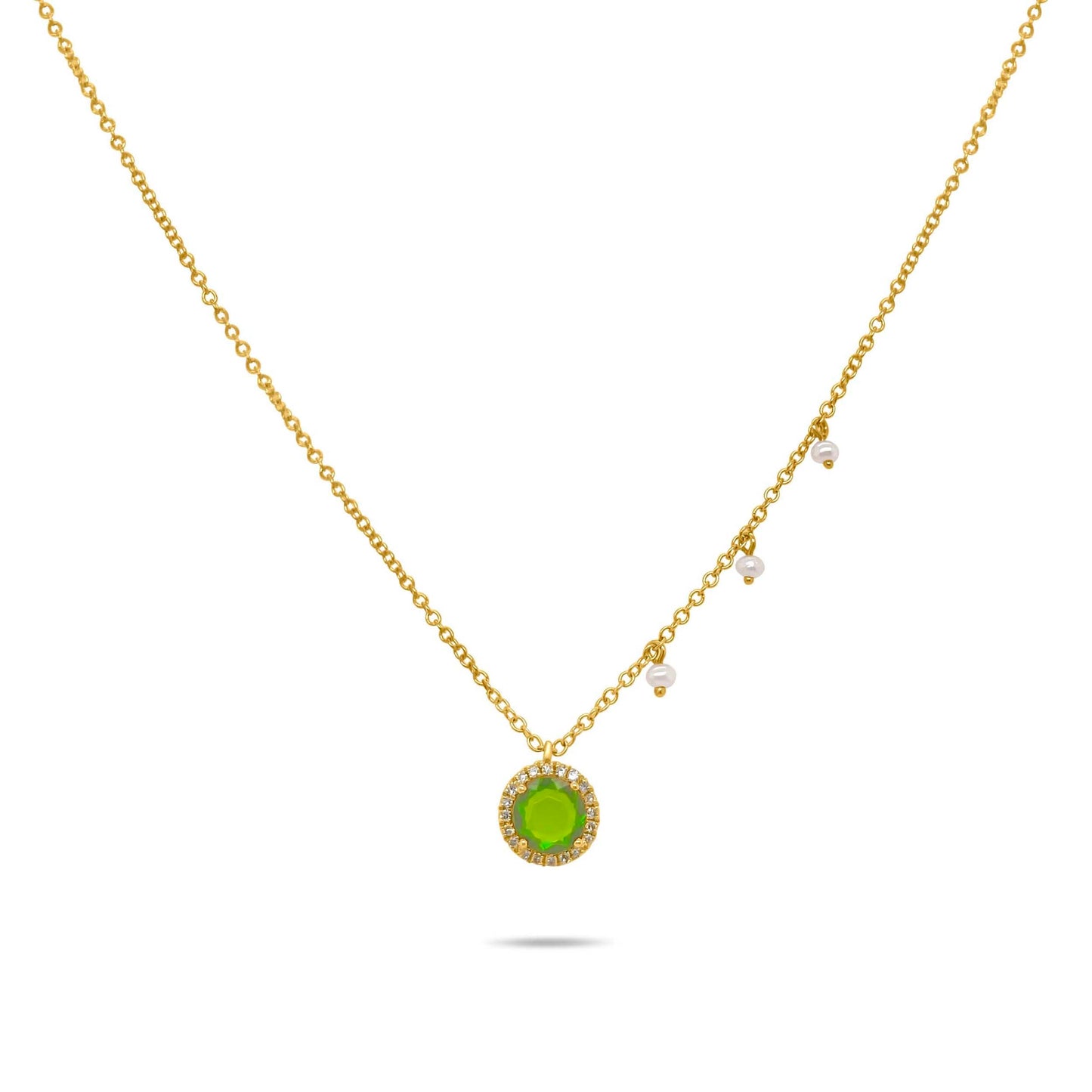 Yellow Gold Pearl and Green Chrome