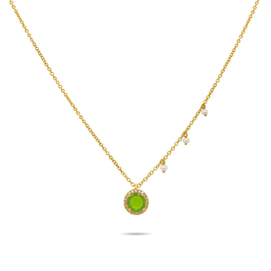Yellow Gold Pearl and Green Chrome