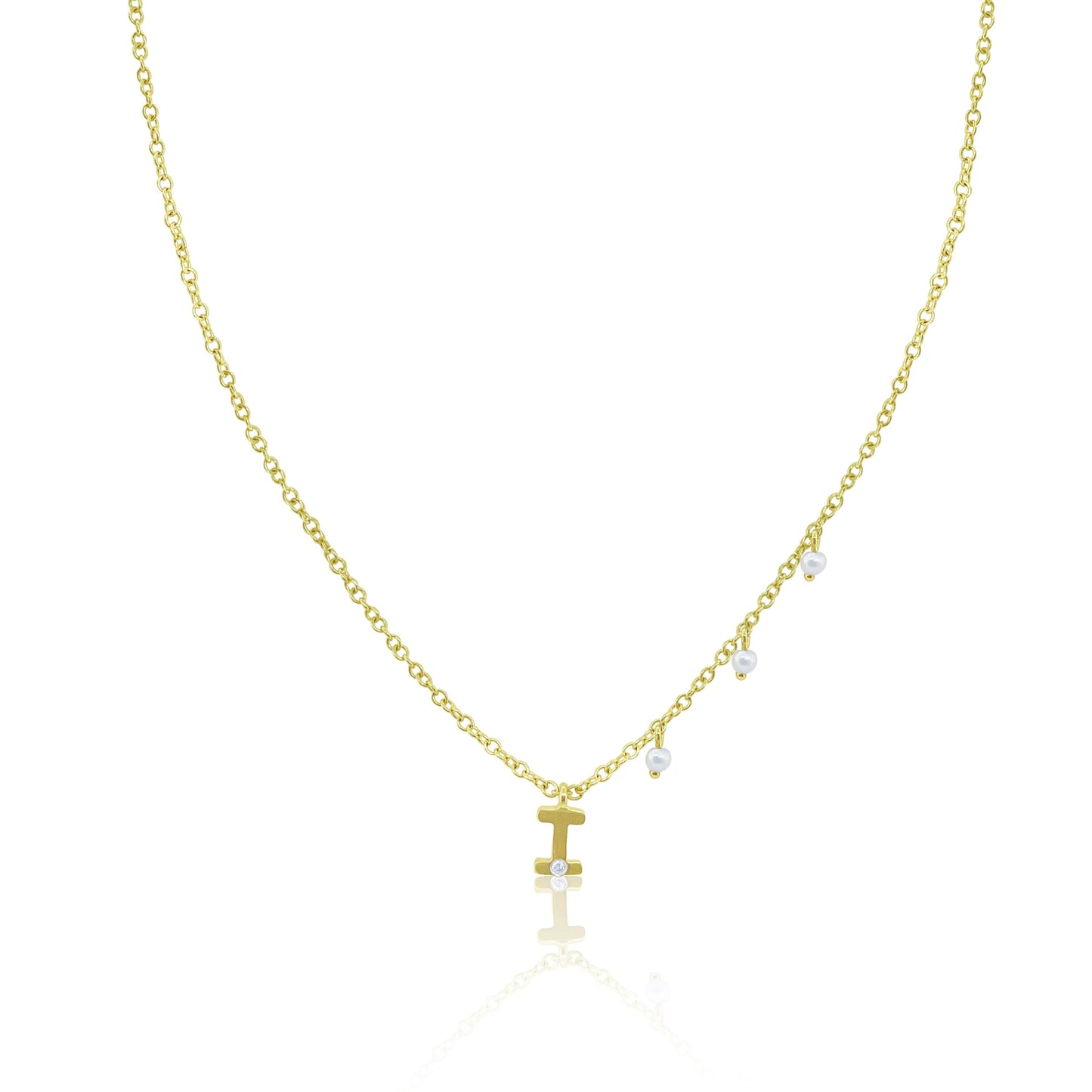 Letter I Initial Necklace 14kt Yellow Gold
