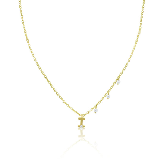 Letter I Initial Necklace 14kt Yellow Gold