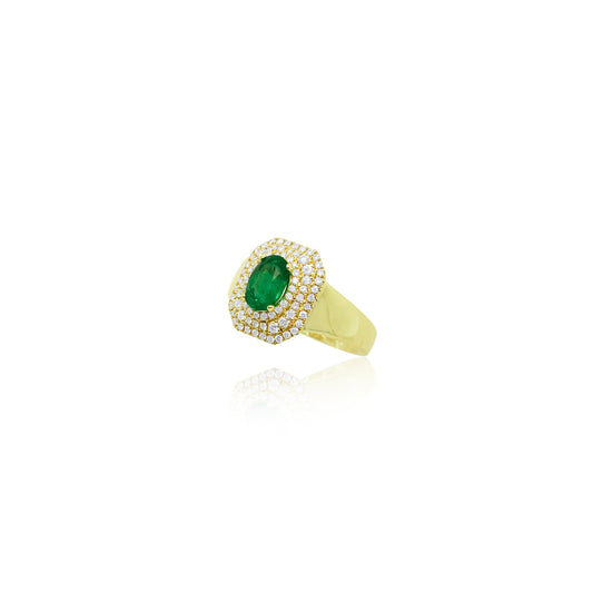 Emerald and Diamond Cocktail Ring