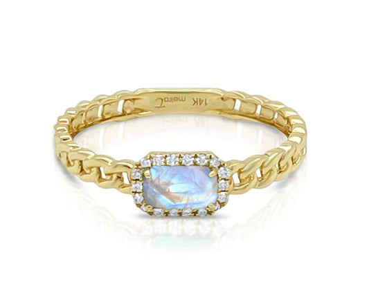 June Yellow Gold Moonstone Birthstone Ring