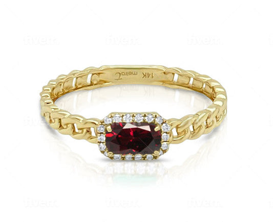 January Yellow Gold And Garnet Birthstone Ring