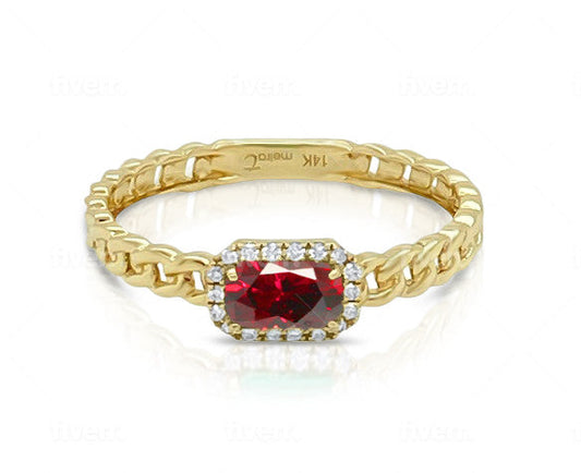 July Yellow Gold And Ruby Birthstone Ring