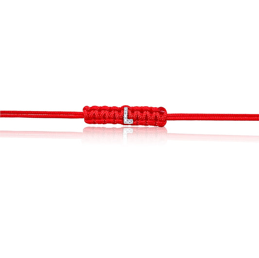 Diamond Initial Red Cord Bracelet