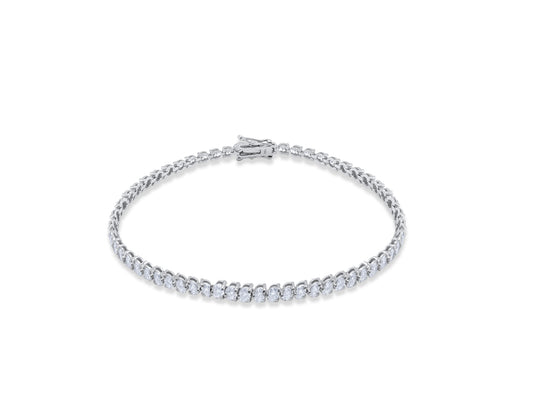 White Gold 3 Prong Tennis Bracelet