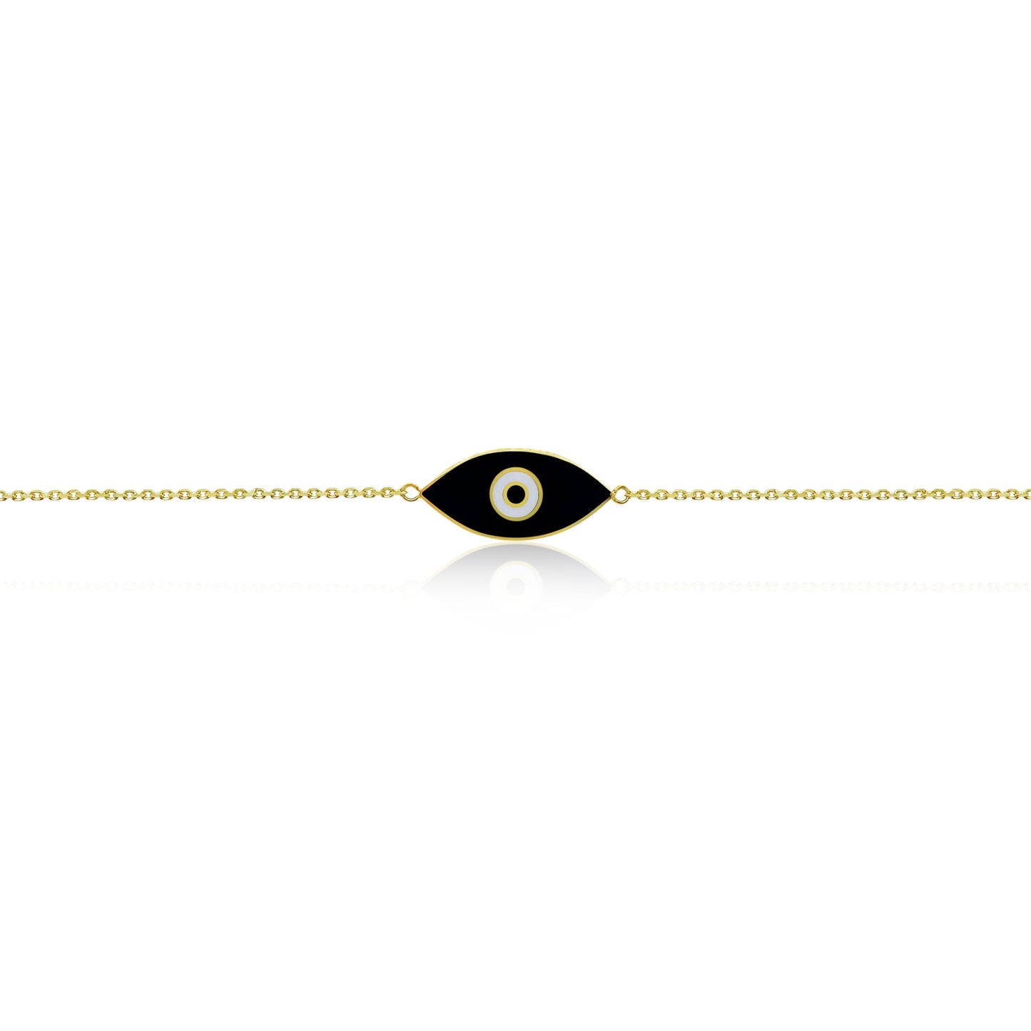 Yellow Gold Dark Blue Evil Eye Bracelet